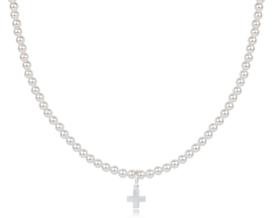 choker classic pearl 3mm bead - signature cross sterling charm by enewton
