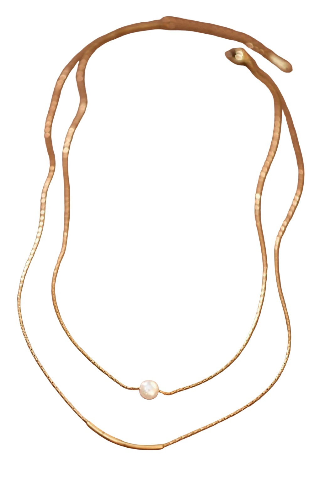 Pearl Necklace | Double Herringbone Chain Necklace