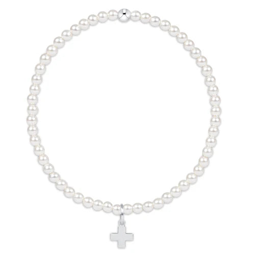classic pearl 3mm bead bracelet - signature cross sterling charm by enewton
