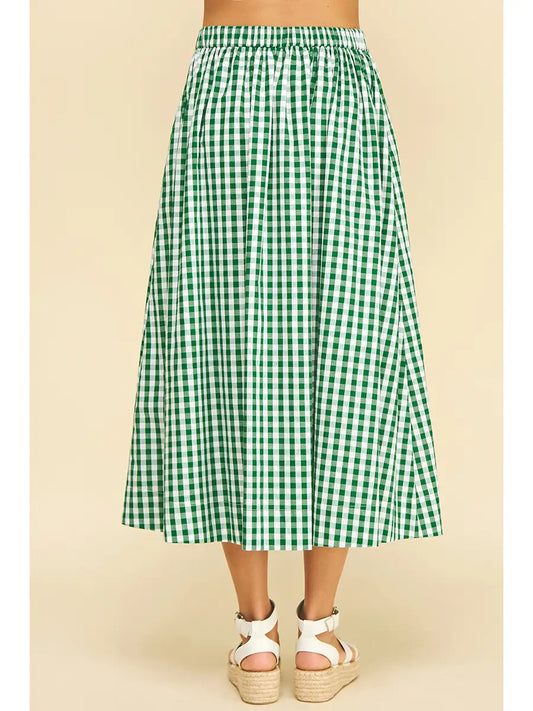 Harper Gingham Button Down Midi Skirt