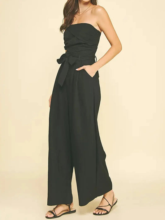 Evie Black Strapless Jumpsuit