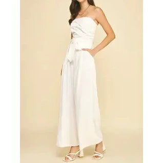 Evie Ivory Strapless Jumpsuit