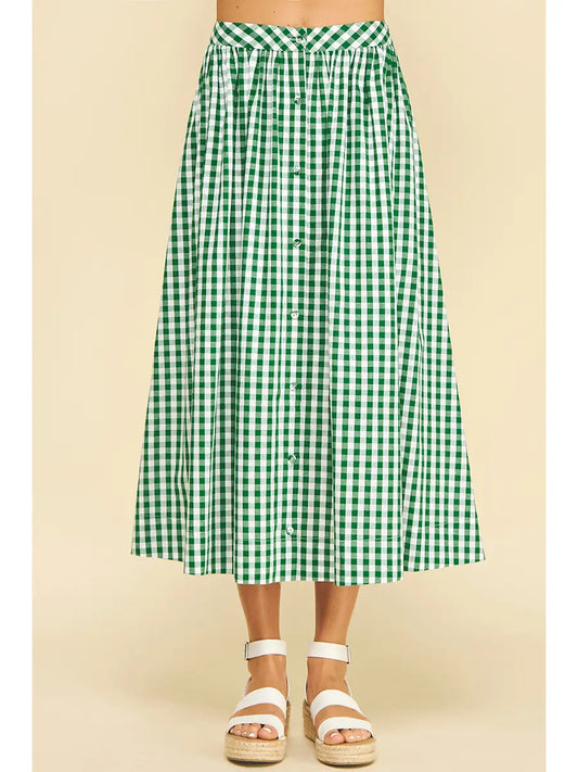 Harper Gingham Button Down Midi Skirt