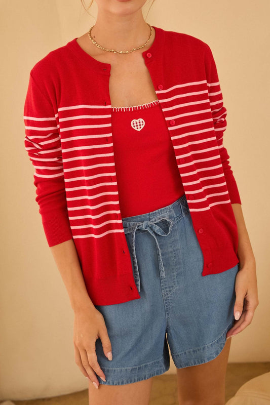 Striped Button-down Cardigan