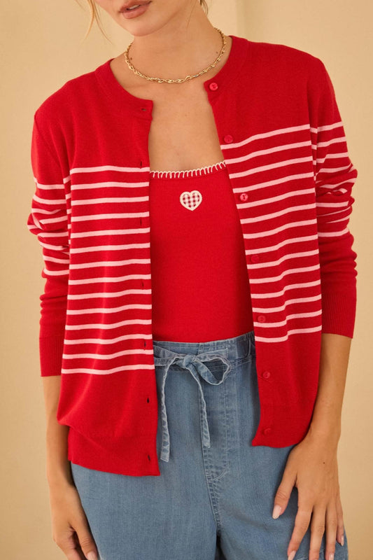 Striped Button-down Cardigan