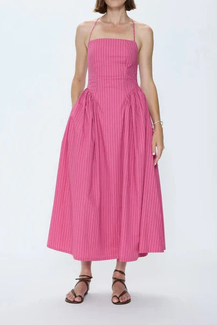 Pistola Sadee Open Back Dress - Magenta Stripe