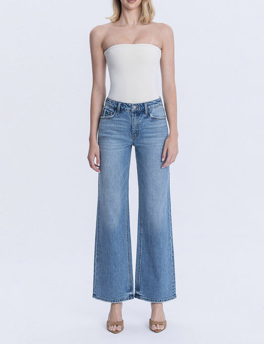 Olivia High Rise Medium Wash Full Length Wide Leg Jeans