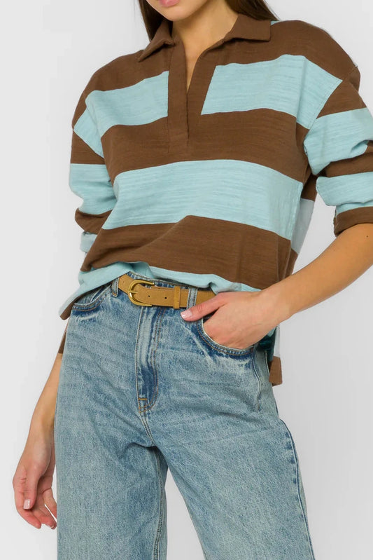 Velvet Heart Sailor Blue Rugby Stripe Top