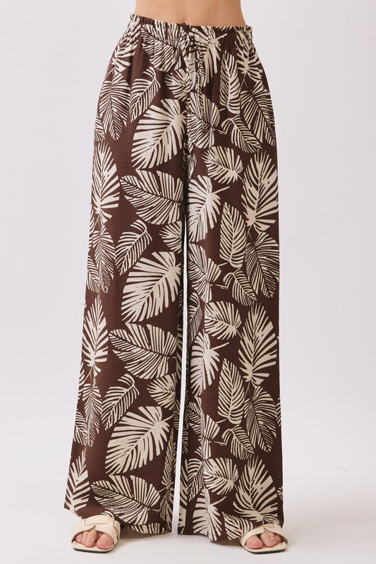 Teri Brown Print Wide Leg Pant