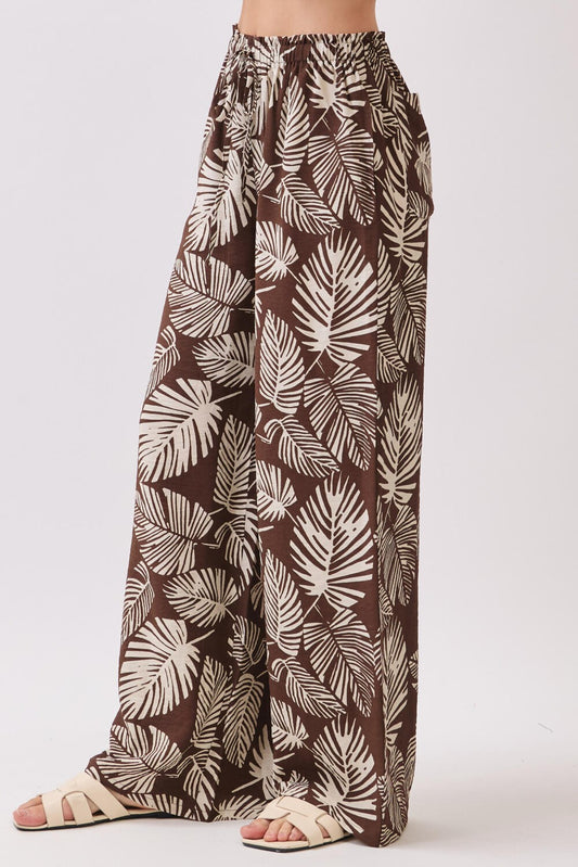 Teri Brown Print Wide Leg Pant