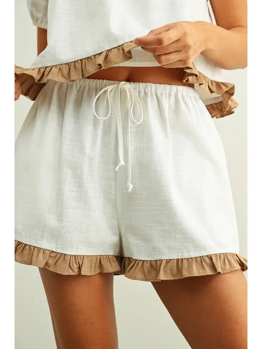Grace Ruffled Hem Linen Shorts